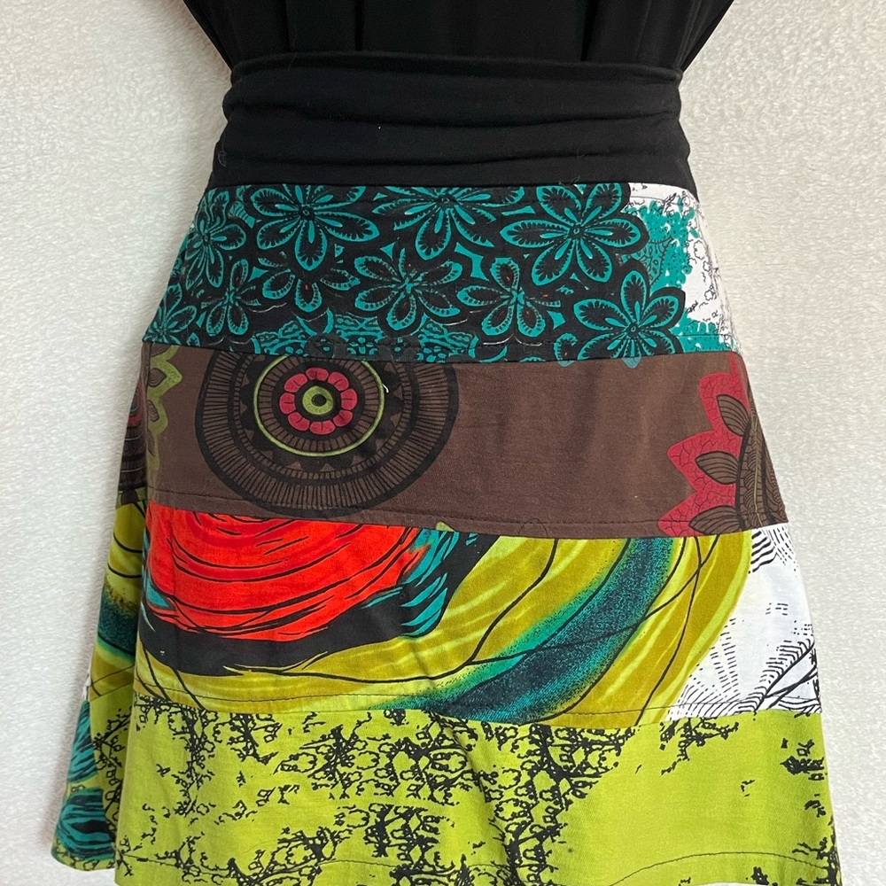 Floral Patchwork Skirt - Multicolor